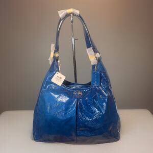 Ultra Rare NWT Coach Madison Patent Leather Shoulder Bag Ultramarine + Dust Bag